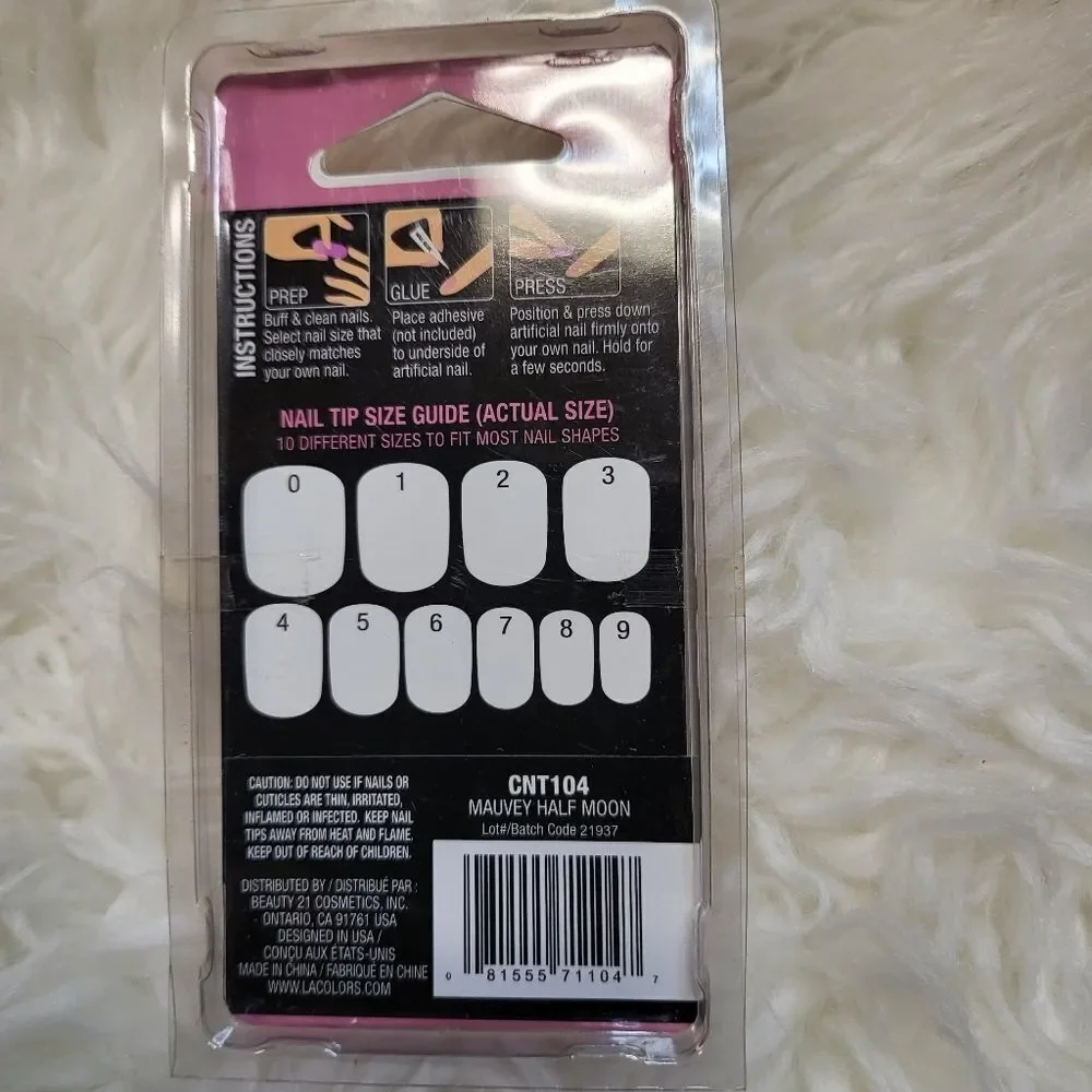 LA Colors Classy Mauvey Half Moon Artificial Nails